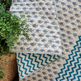 Reversible Baby Quilt in Organic Cotton - Little Fish Design (100x120cm) - Soft Blue - Side View