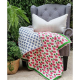 GOTS Certified Organic Cotton Reversible Baby Quilt (100x120cm) - Pink Pineapple - Front View