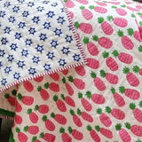 GOTS Certified Organic Cotton Reversible Baby Quilt (100x120cm) - Pink Pineapple - Side View