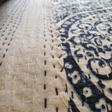 Boho Blue Kantha Bedspread Coverlet - Blue - 45-Degree Angle