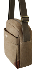FIB Explorer Canvas Cross Body Travel Bag - Khaki - Side View