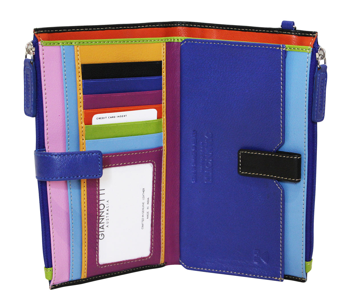 Giannotti Womens Rainbow Wrist Wallet Ladies Wristlet Cardholder Purse - Blue