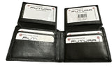 Futura Men's Black RFID Leather Wallet with Gift Packaging - Top-Down View