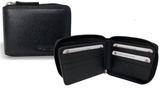 Futura RFID-Blocking Men's Leather Wallet with Zip Closure - Black - Front View