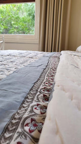 Kolka Palm & Pine Reversible Quilt 100% Cotton Blue - King Size - Side View