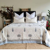 Kolka Palm & Pine Reversible Quilt 100% Cotton Blue - King Size - Extra Image