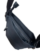 FIB Byron Cotton Canvas Sling Bag Shoulder Travel - Black - Top-Down View