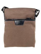 FIB Byron Canvas Sling Bag Shoulder Travel Cross Body - Brown - Side View
