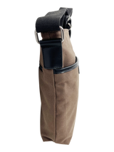 FIB Byron Canvas Sling Bag Shoulder Travel Cross Body - Brown - Top-Down View