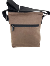 FIB Byron Canvas Sling Bag Shoulder Travel Cross Body - Brown - 45-Degree Angle