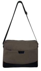 FIB Byron Canvas Laptop Messenger Bag Travel Shoulder Sling - Brown - Front View