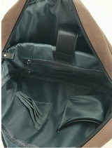 FIB Byron Canvas Laptop Messenger Bag Travel Shoulder Sling - Brown - Top-Down View