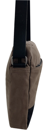 FIB Byron Canvas Laptop Messenger Bag Travel Shoulder Sling - Brown - 45-Degree Angle