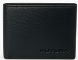 Futura Men's Slim RFID-Blocking Genuine Leather Wallet - Black with Gift Box - Side View