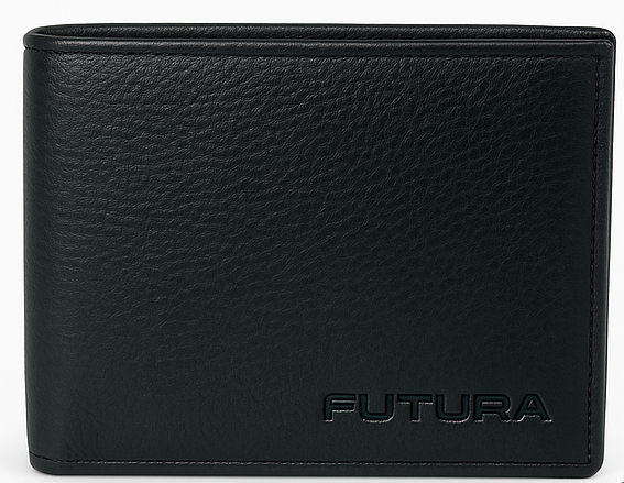 Futura Mens RFID Protected Slim Genuine Leather Wallet - Black