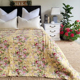 English Rose Yellow Reversible Quilt - Yellow (King - 228 cm x 274 cm) - Front View