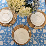 Rectangle Tablecloth Table Cover Flower Pattern Dining Table Cloth - Blue Bellflower - Top-Down View