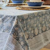 Rectangle Tablecloth Table Cover Flower Pattern Dining Table Cloth - Hamptons Blue - Front View