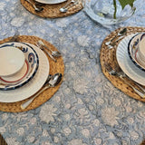 Rectangle Tablecloth Table Cover Flower Pattern Dining Table Cloth - Hamptons Blue - 45-Degree Angle