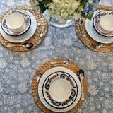 Rectangle Tablecloth Table Cover Flower Pattern Dining Table Cloth - Hamptons Blue - Rear View