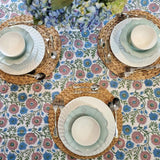 Kolka Kumudani Handcrafted Floral Tablecloth - Blush Pink - Front View