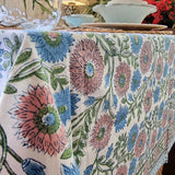 Kolka Kumudani Handcrafted Floral Tablecloth - Blush Pink - Low Angle