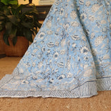 Wild Flower Ocean Reversible Quilt - Blue (Size: King 228 cm x 274 cm) - 45-Degree Angle