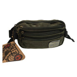 FIB Canvas Bum Bag w Belt Wallet Waist Pouch Travel Mobile Phone Military - Khaki - Top-Down View