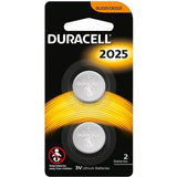 2x Duracell CR2025 Batteries Lithium 3V Battery Security 2025 - Front View