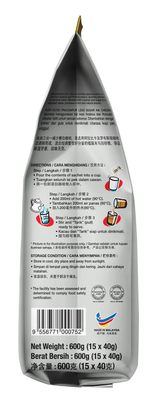 Aik Cheong White Instant Coffee 40g Sachets (Pack of 15) - Less Sugar (600g Total) - Side View