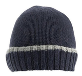 Dents Mens Knitted Hat w/ Turn Up Brim Warm Winter Ski - Navy / Slate - Front View