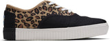 TOMS Women's Low-Cut Lace-Up Platform Sneakers - Black/Leopard - Size 6 US