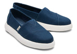 TOMS Womens Platform Alpargata Canvas Shoes Slip On Casual Shoes Flats - Blue - US 8 - Top-Down View