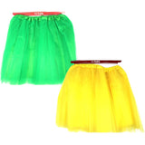 2x Tulle Ballerina Tutu, Yellow & Green – Medium, 3-Layer Adult Costume Australia Day - Front View