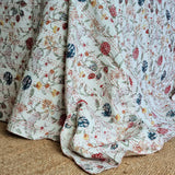 Berries Kantha Bedspread Coverlet - White (King - 228 cm x 274 cm) - Top-Down View
