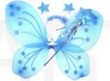 Enchanting Blue Fairy Princess Dress-Up Costume Set for Girls - Wings, Wand, and Headband - Front View