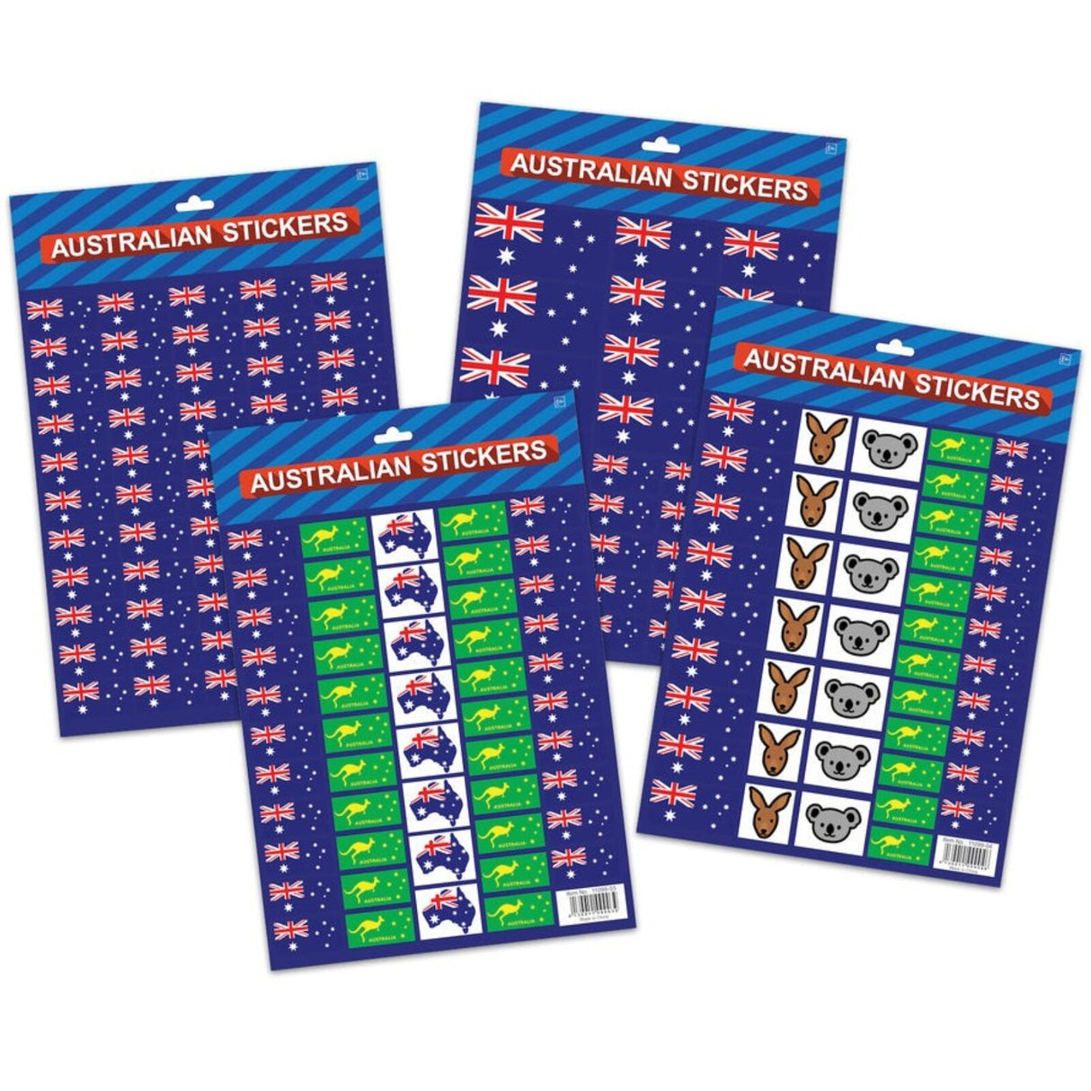 Australian Flag Stickers  4x A4 Sheets of Festive Stickers for Australia Day Celebrations