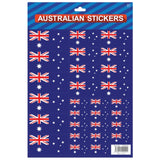 Australian Flag Stickers – 4x A4 Sheets of Festive Stickers for Australia Day Celebrations - Top-Down View
