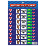 Australian Flag Stickers  4x A4 Sheets of Festive Stickers for Australia Day Celebrations