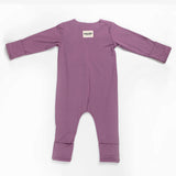 Ponchik Babies + Kids - Magnetic Bamboo Body Suit Onesie - Plum - 12-18m - Top-Down View