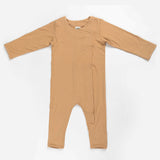 Ponchik Babies + Kids Magnetic Bamboo Body Suit - Toffee - 6-12m - Front View