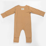 Ponchik Babies + Kids Magnetic Bamboo Body Suit - Toffee - 6-12m - Top-Down View