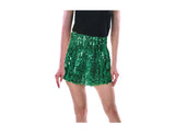 Ladies Adult Deluxe SEQUIN SKIRT Party Costume Dress Up Bling Fringe Tassel - Green - Top-Down View