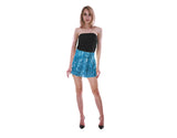 Ladies Adult Deluxe SEQUIN SKIRT Party Costume Dress Up Bling Fringe Tassel - Light Blue - Front View