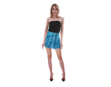 Ladies Adult Deluxe SEQUIN SKIRT Party Costume Dress Up Bling Fringe Tassel - Light Blue - Side View