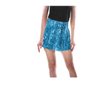Ladies Adult Deluxe SEQUIN SKIRT Party Costume Dress Up Bling Fringe Tassel - Light Blue - Top-Down View