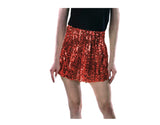 Ladies Adult Deluxe SEQUIN SKIRT Party Costume Dress Up Bling Fringe Tassel - Red - Top-Down View