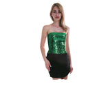 Ladies' Sparkling Green Sequin Tube Crop Top - Perfect for Parties and Costumes - Side View