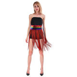 Sequin Belt w/Fringe Skirt Belly Dance Dancer Costume Party - Rainbow - Side View