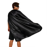 LONG CAPE Costume Cloak Halloween Fancy Dress Coat Jacket Superhero - Black - Front View
